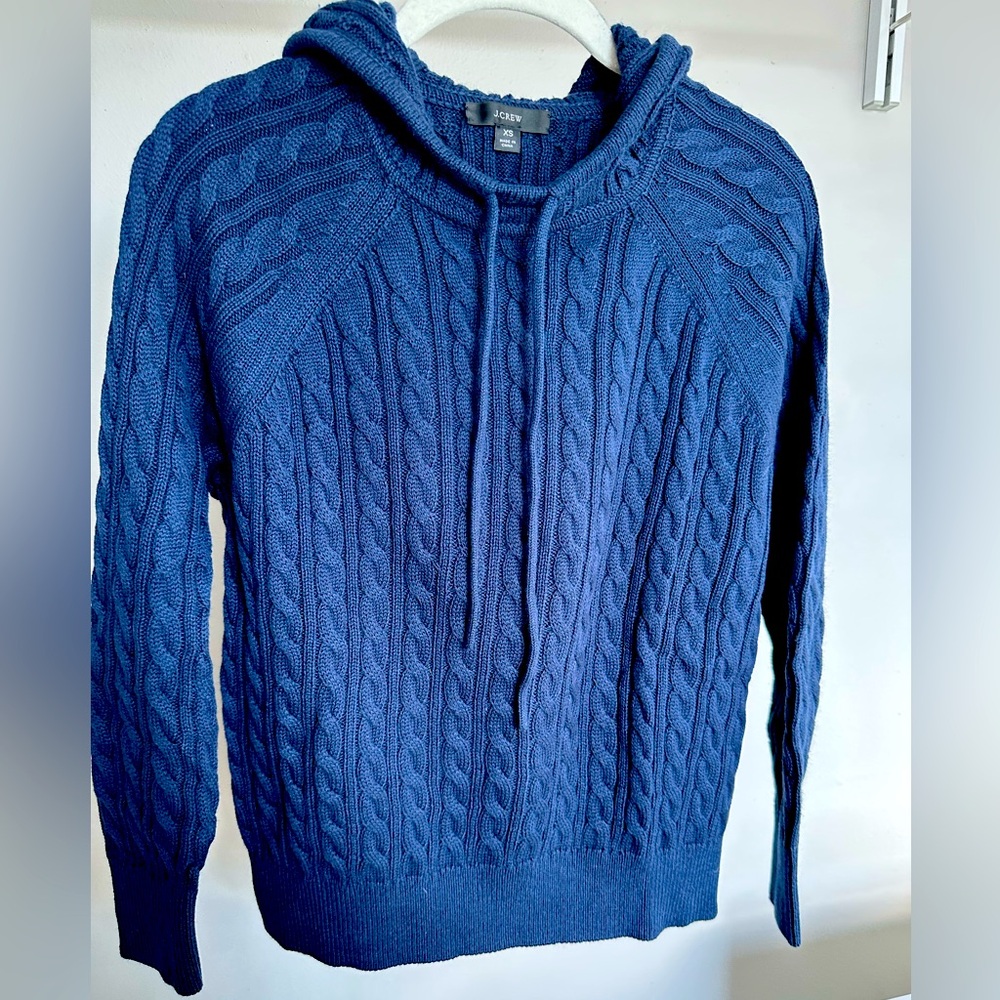 NWOT J. Crew Navy Sweater Hoodie - Picture 2 of 6